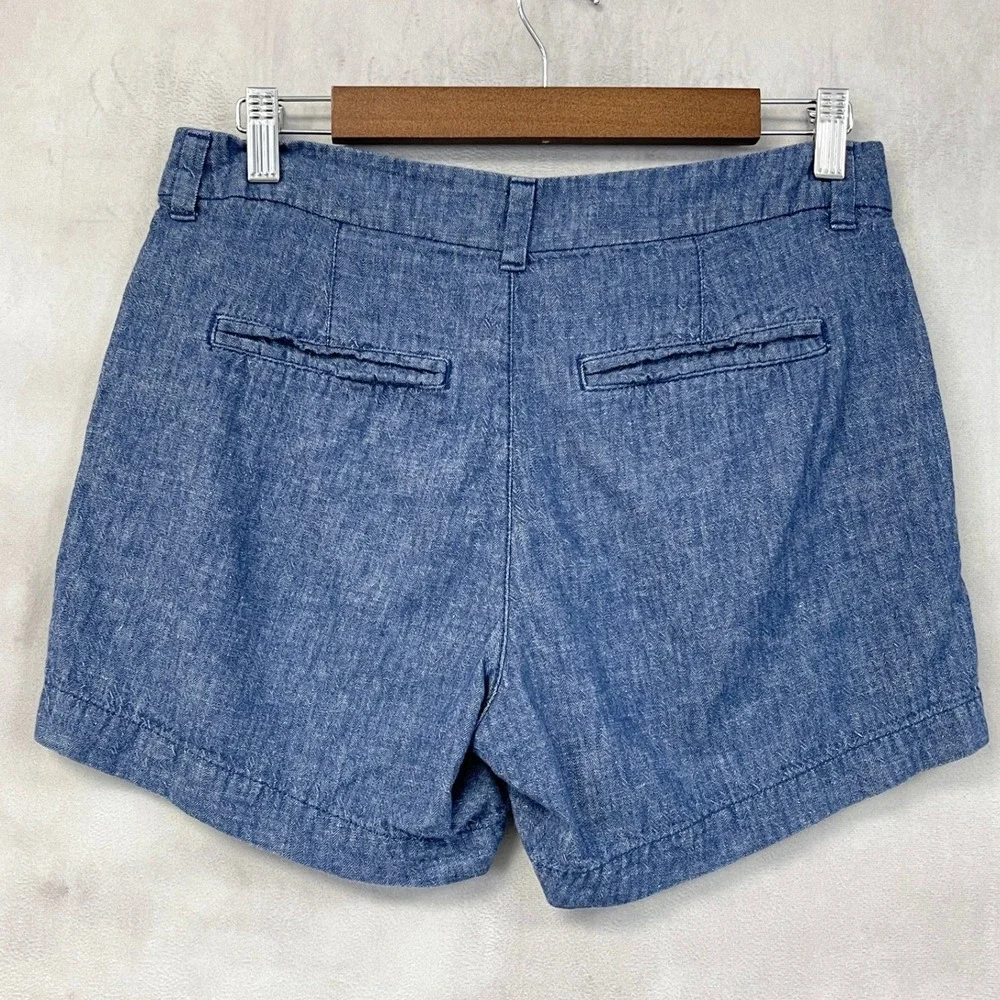 Old Navy Everyday Short Women 4 Dark Chambray Linen Blend Minimal Coastal Beach